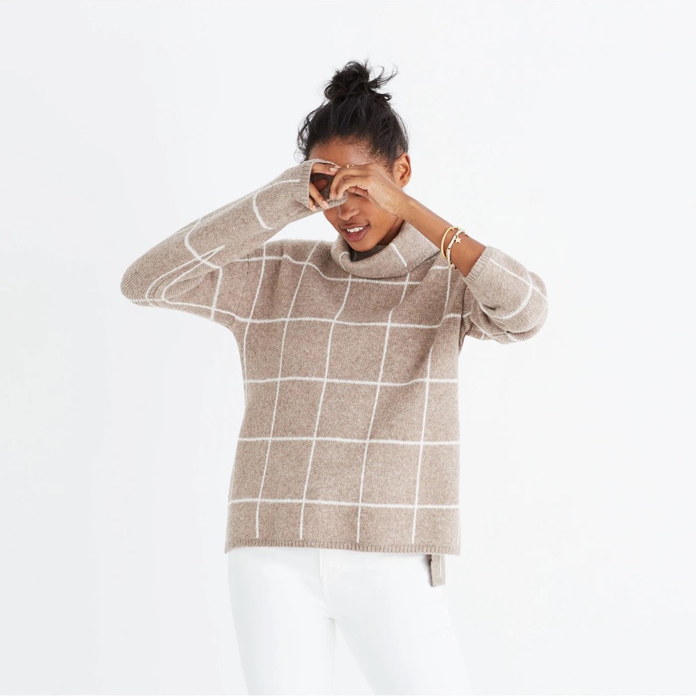Madewell Windowpane Turtleneck Sweater